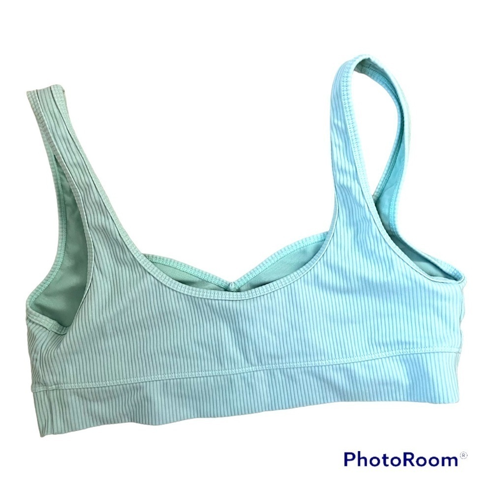 FOR Love & Lemons Ella Bra  Blue Ribbed Knit Wireless sports bra - Picture 2 of 6